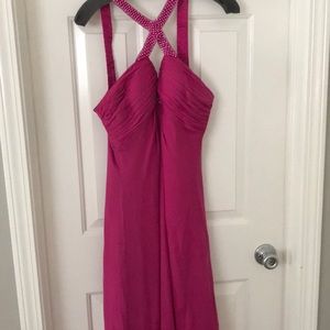 Long beautiful fuchsia dress.